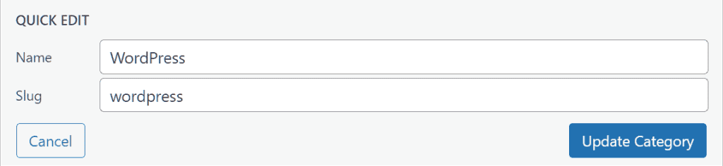 Wordpress Tutorial Quick Edit Categories