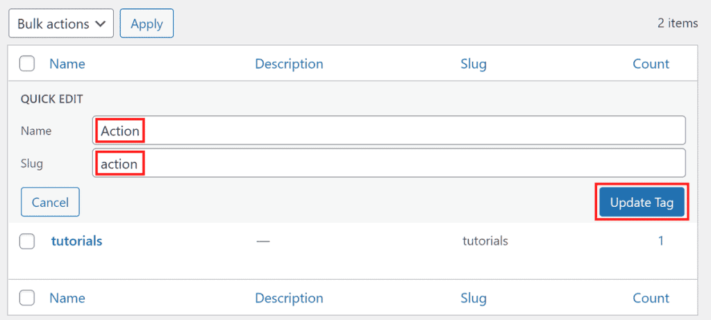 Wordpress Tutorial Quick Edit Tags