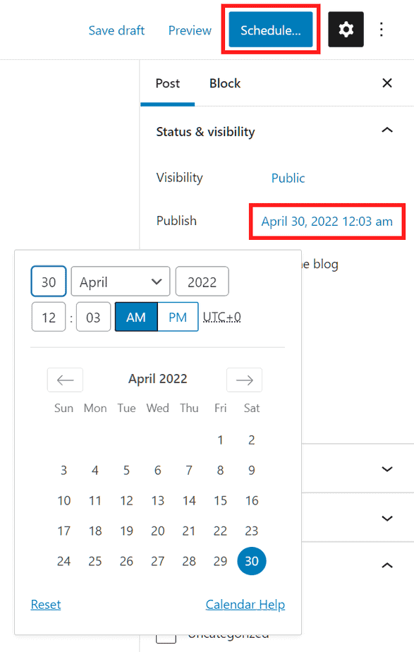 Wordpress Tutorial Schedule Settings