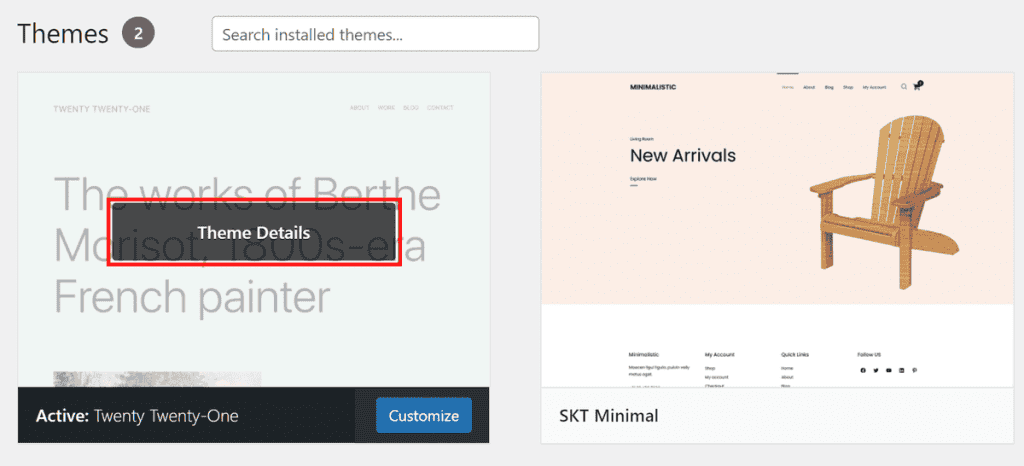 Wordpress Tutorial Theme Details