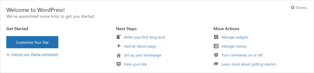 Wordpress Welcome Widget