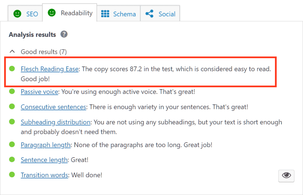 Yoast Seo Flesch Good Reading Ease