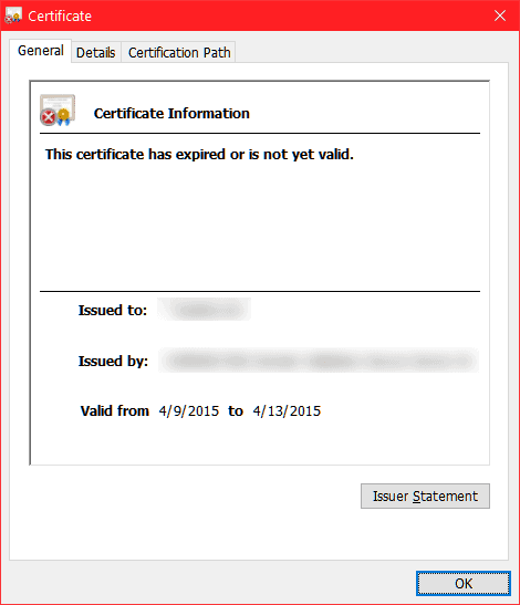 Chrome Certificate Expired Or Not Yet Valid