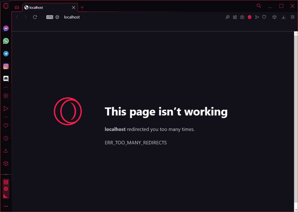 Opera Err Too Many Redirects
