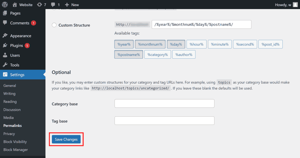 Wordpress Save Permalinks Changes