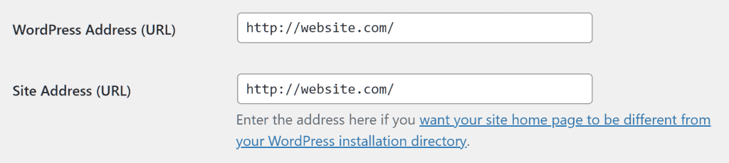 Wordpress Url Settings