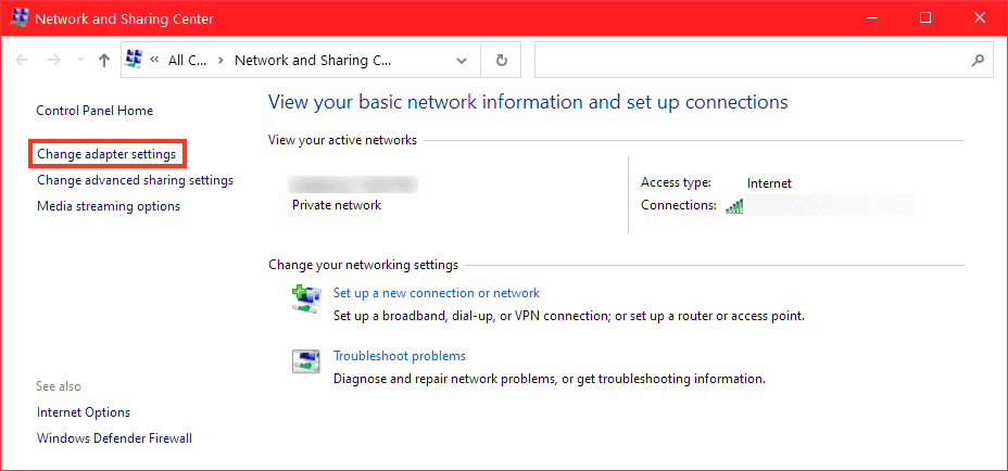 Change Windows 10 Adapter Settings