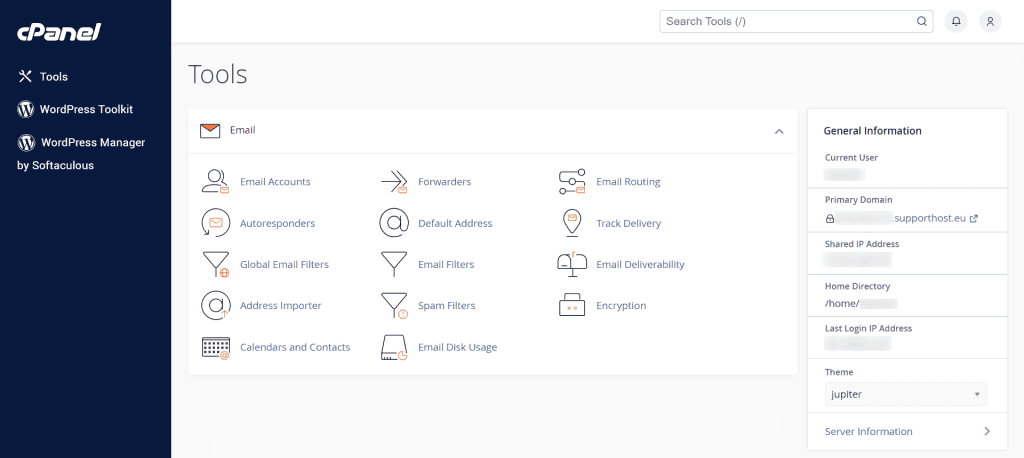 Cpanel Dashboard Interface