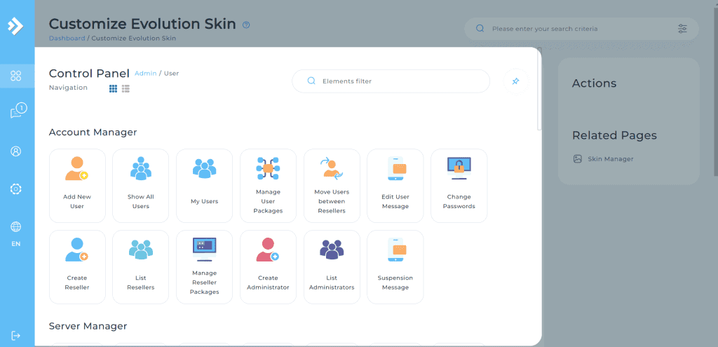 Directadmin Admin Sidebar