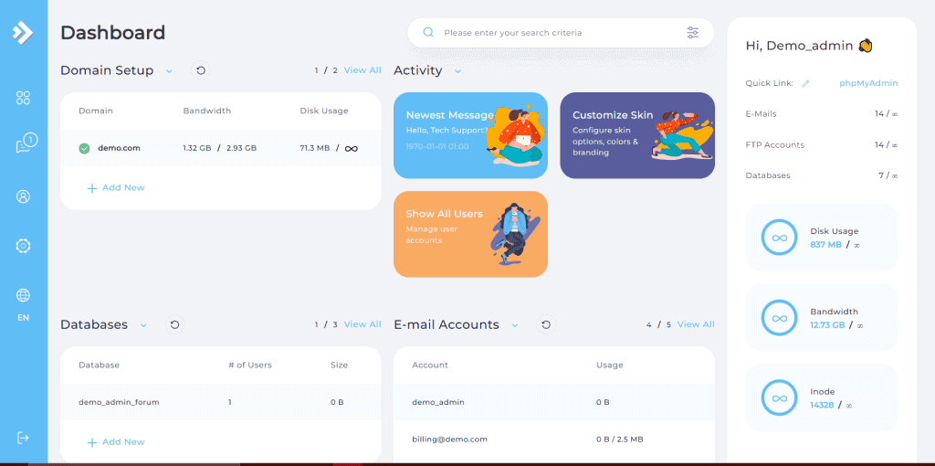 Directadmin Dashboard