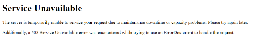 Fix 503 Error Service Unavailable