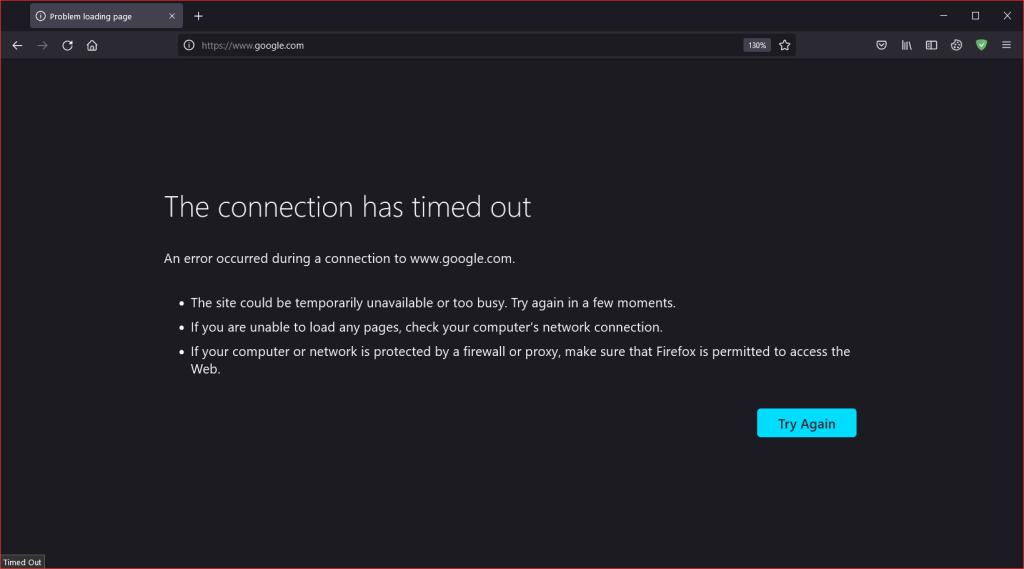 Mozilla Firefox Err Connection Timed Out