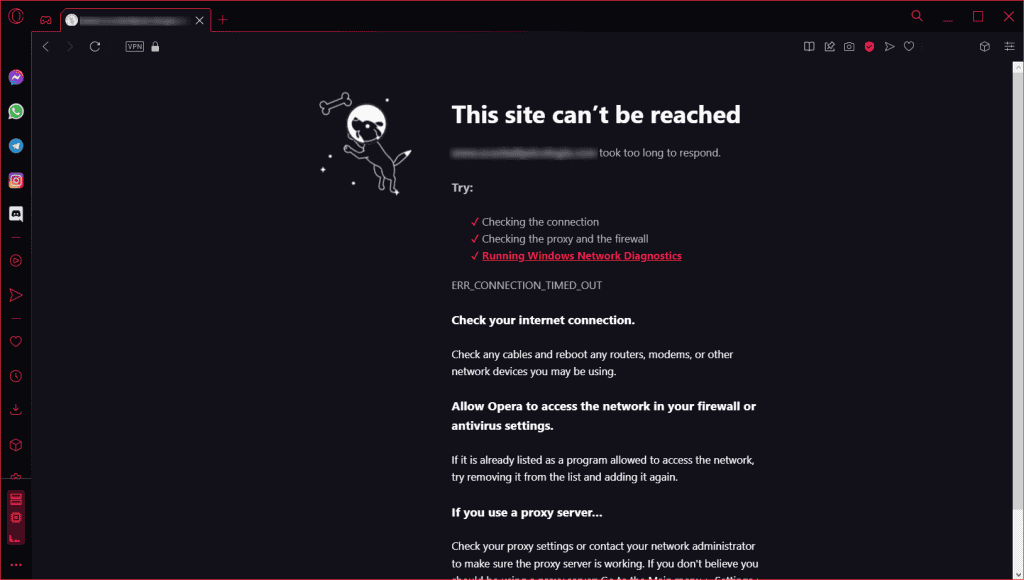 Opera Err Connection Timed Out