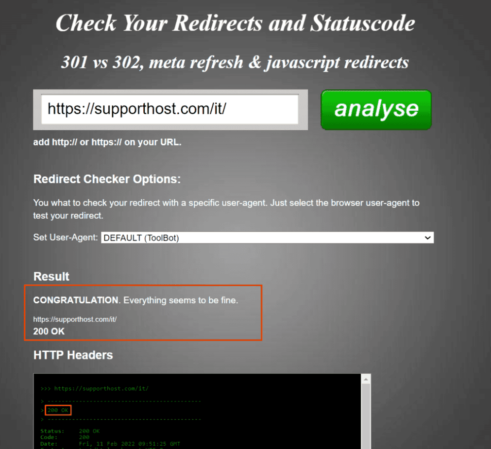 Redirect Checker 200 Ok