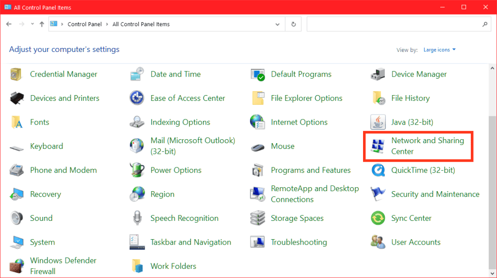 Windows Control Panel Network And Sharing Center