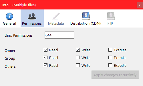 Cyberduck Multiple Files Permissions