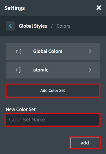 Oxygen WordPress Builder Add Color Set