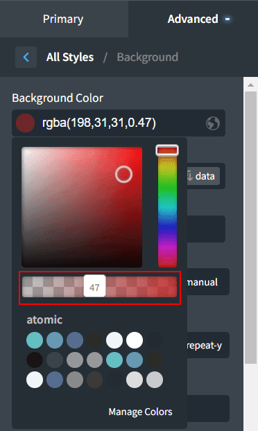 Oxygen WordPress Builder Background Color Opacity