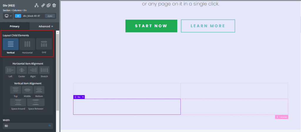 Oxygen WordPress Builder Child Elements Layout