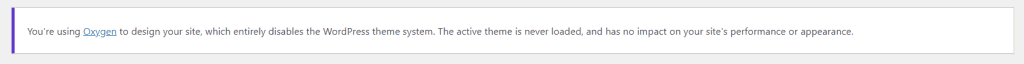 Oxygen WordPress Builder Theme Disabled