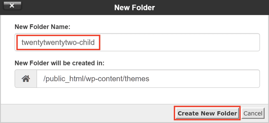 Create Child Theme Folder