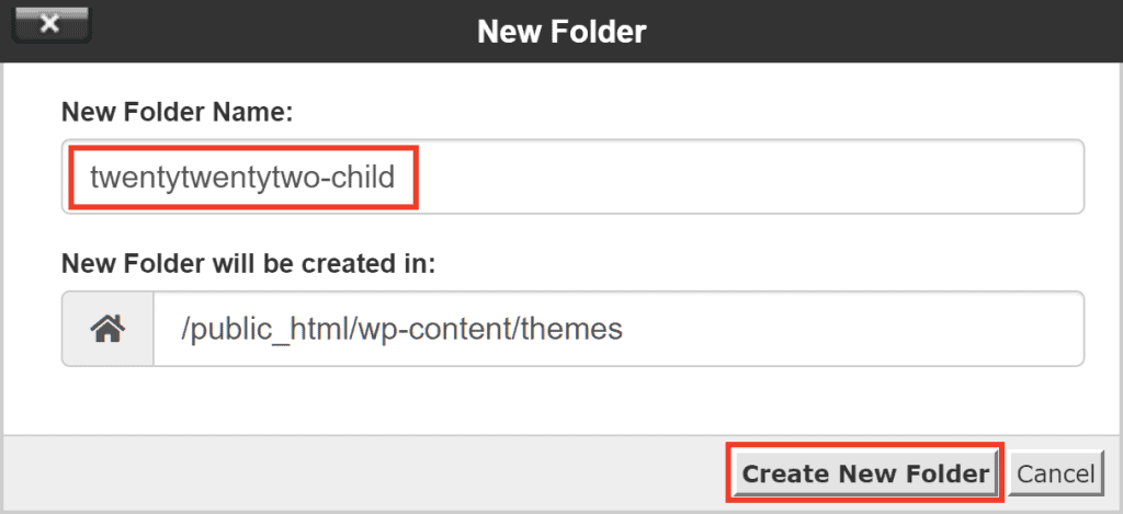 Create Child Theme Folder