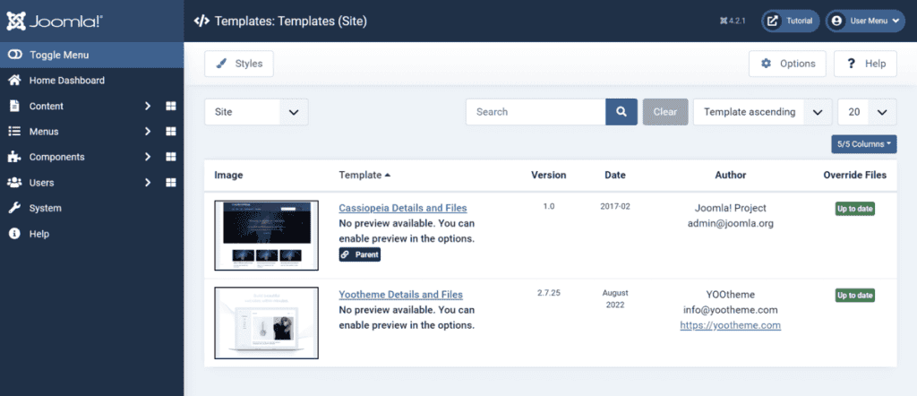 Joomla Default Template Cassiopeia