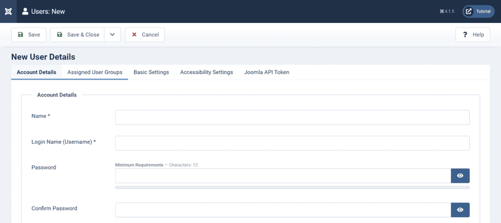 Joomla User Permissions Settings Tab