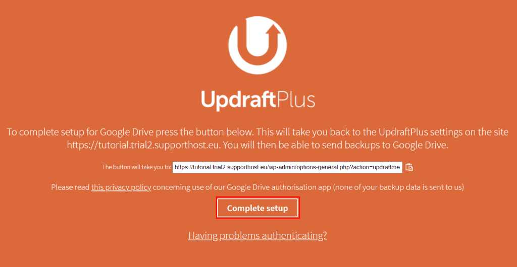 Updraftplus Complete Google Drive Setup