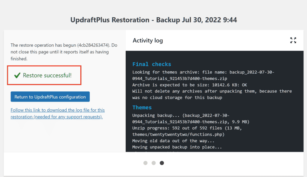 Updraftplus Restore A Backup File Step 3