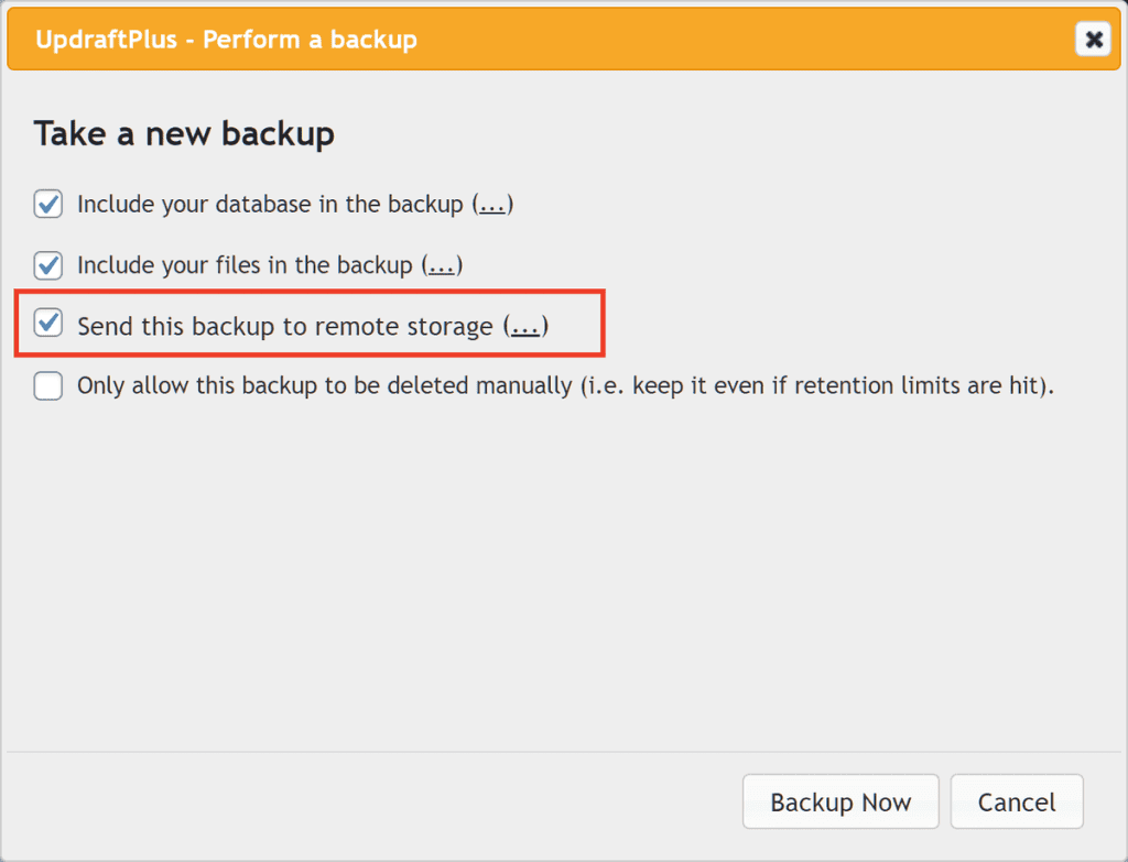 Updraftplus Send This Backup To A Remote Storage