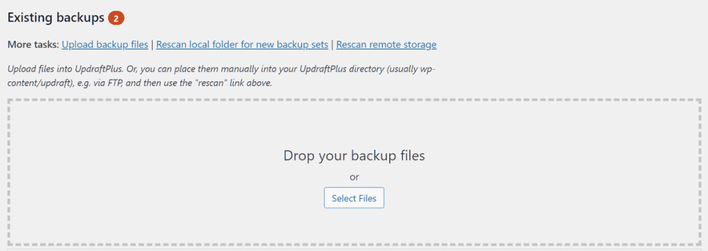 Updraftplus Upload Backup File