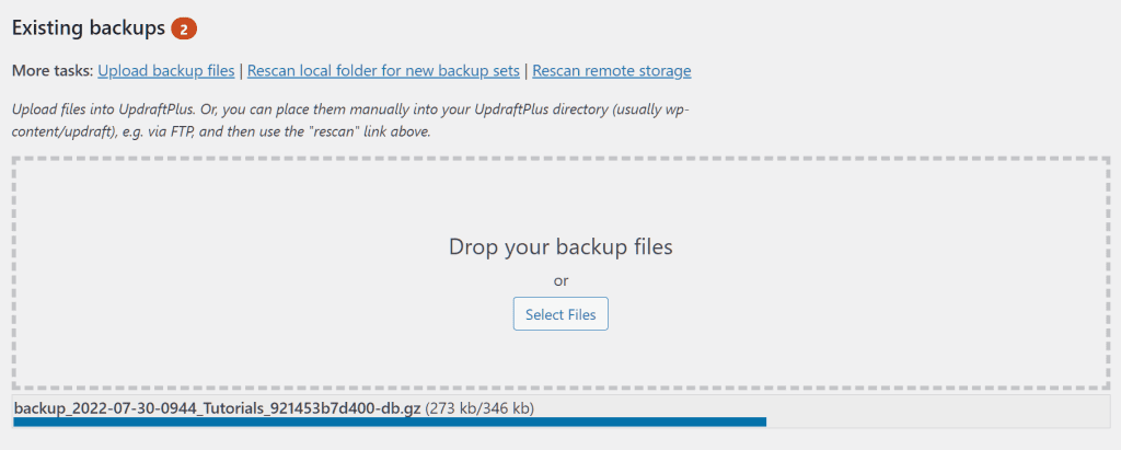 Upload A Backup File With Updraftplus