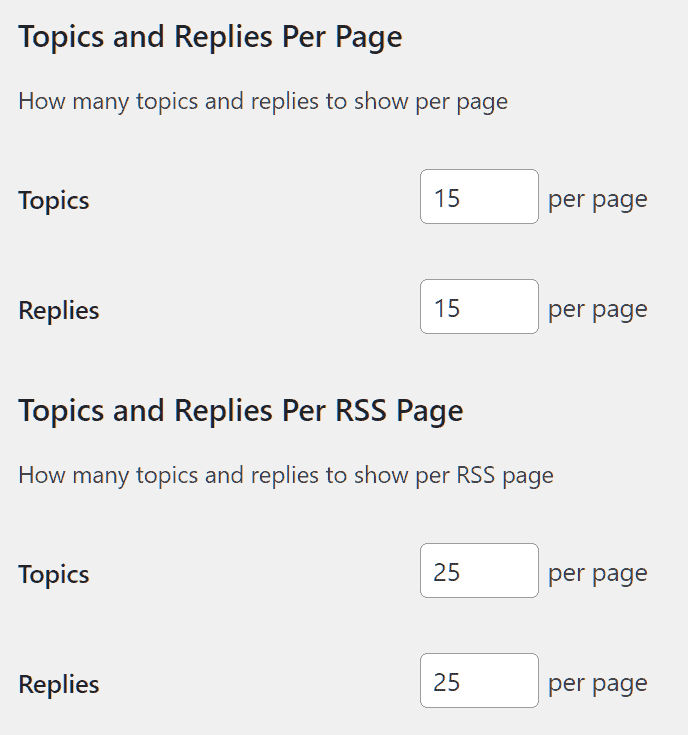 Bbpress Topic And Replies Settings