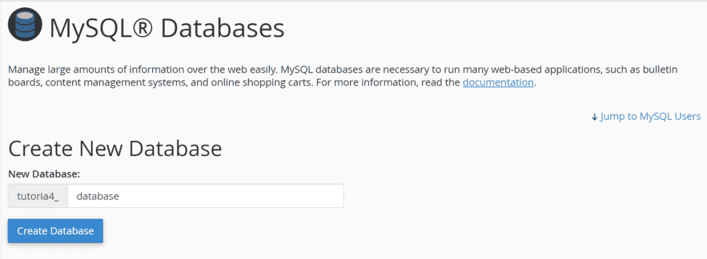 Cpanel Create A New Database
