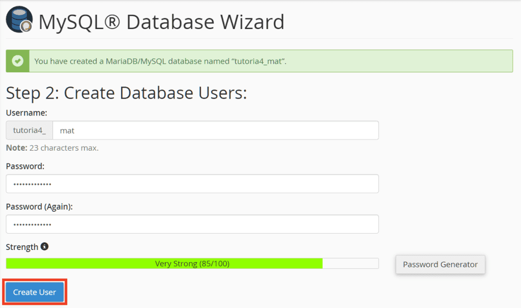 Cpanel Mysql Database Wizard Setting