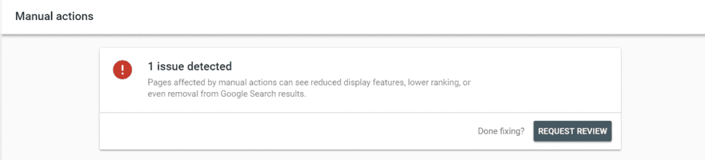 Google Search Console Manual Actions