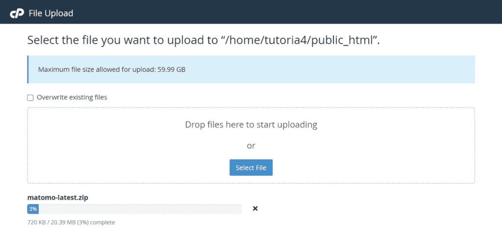 Install Matomo Uploading Files With The File Manager