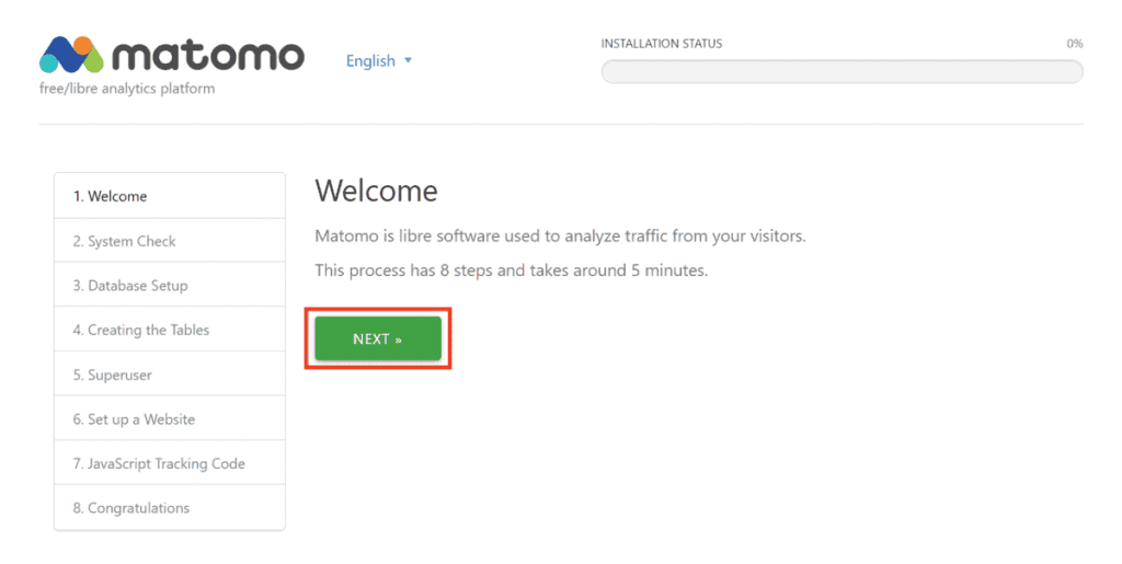 Install Matomo With Setup Wizard