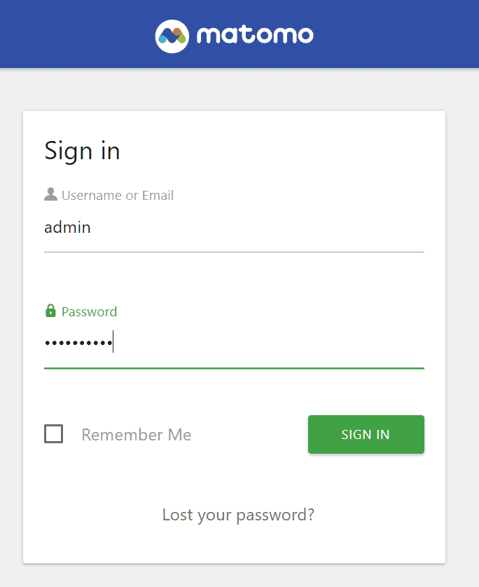 Matomo Sign In Admin Panel