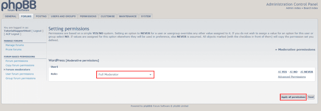 Phpbb Add Forum Moderator Permission