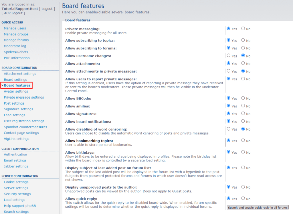 Phpbb Board Features