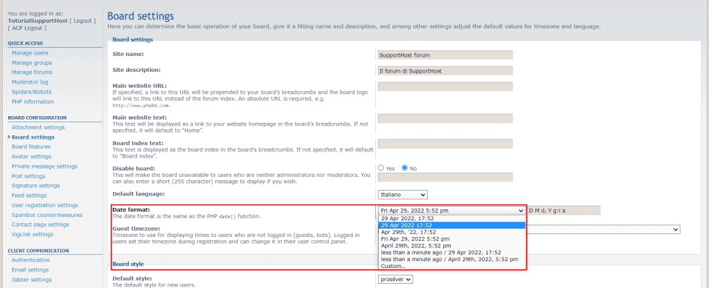 Phpbb Date Format Settings