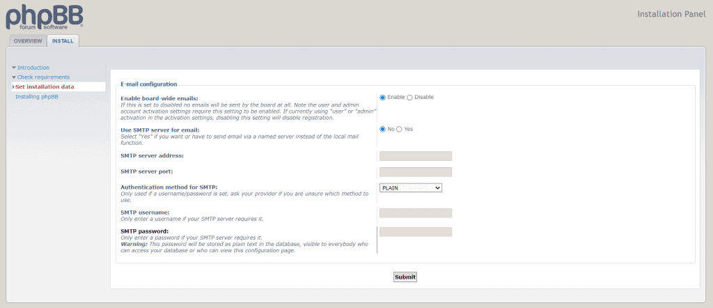 Phpbb Email Configuration Settings
