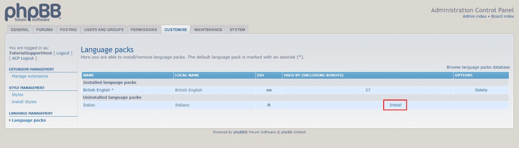 Phpbb Install Additional Language Pack