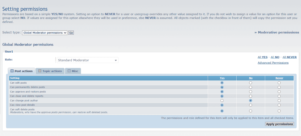 Phpbb Moderator Permission Settings