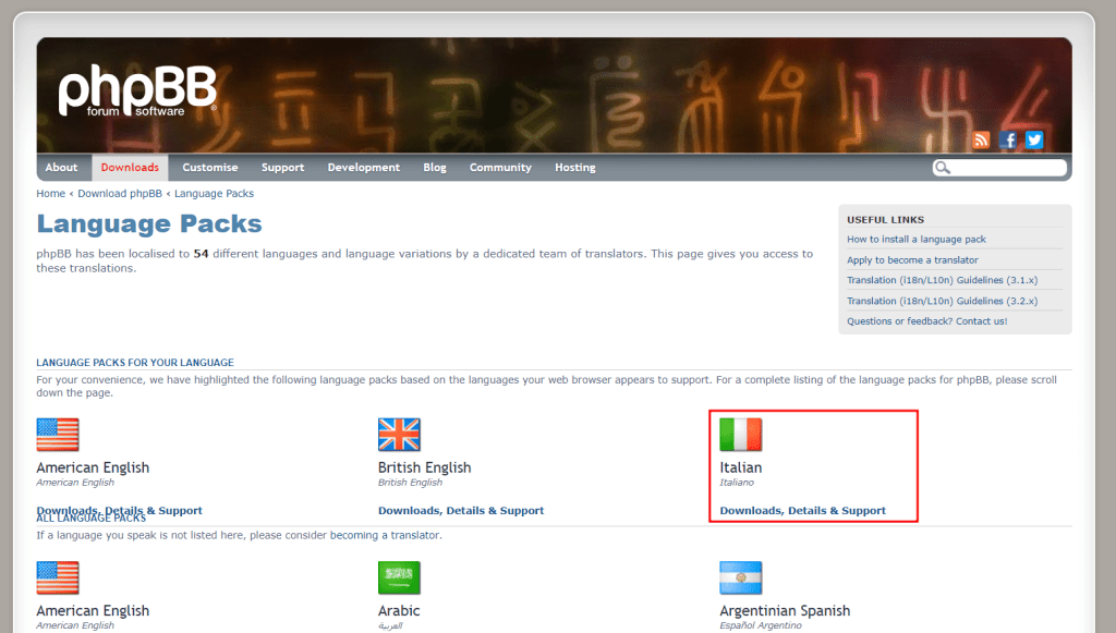 Phpbb Select And Download Language Pack
