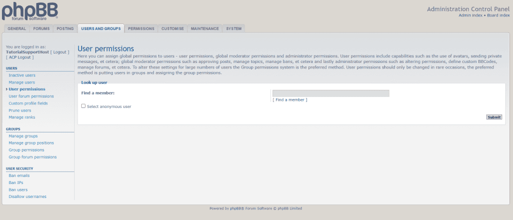 Phpbb User Permissions