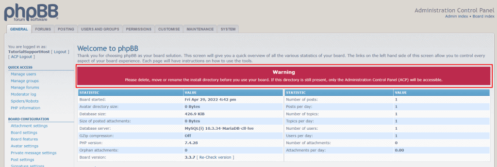 Phpbb Warning Delete Installation Folder