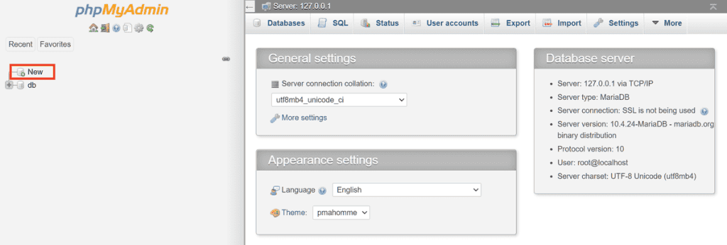 Phpmyadmin Create A New Database Locally